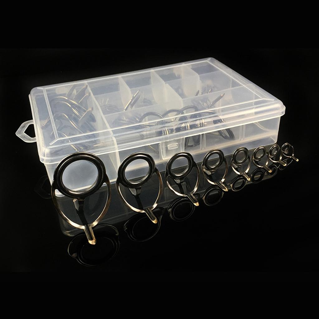 45pcs Vintage Fishing Rod Eyes Guides Line Rings Tips 6#-30# Rod Repair Kit