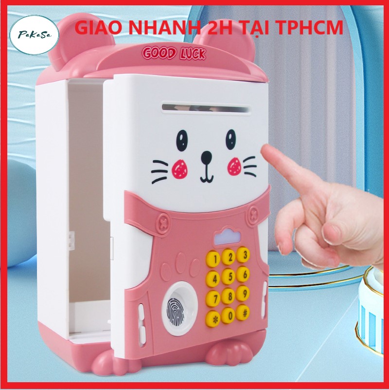 Két Sắt Mini Có Vân Tay Hình Mèo Dễ Thương Cho Bé / Két Sắt Có Khe Nuốt Tiền Tự Động Hiện Đại - PaKaSa - Hàng Chính Hãng 