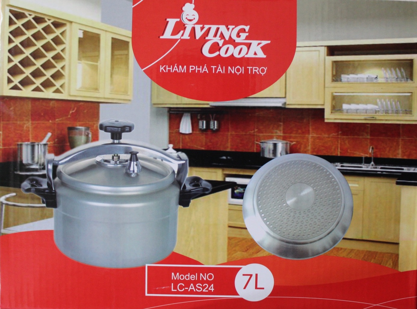 Nồi Áp Suất Cơ Anod Nhôm Đáy Từ Dùng Mọi Bếp Living Cook LC-AS24 (24cm - 7 lít) - Chính Hãng