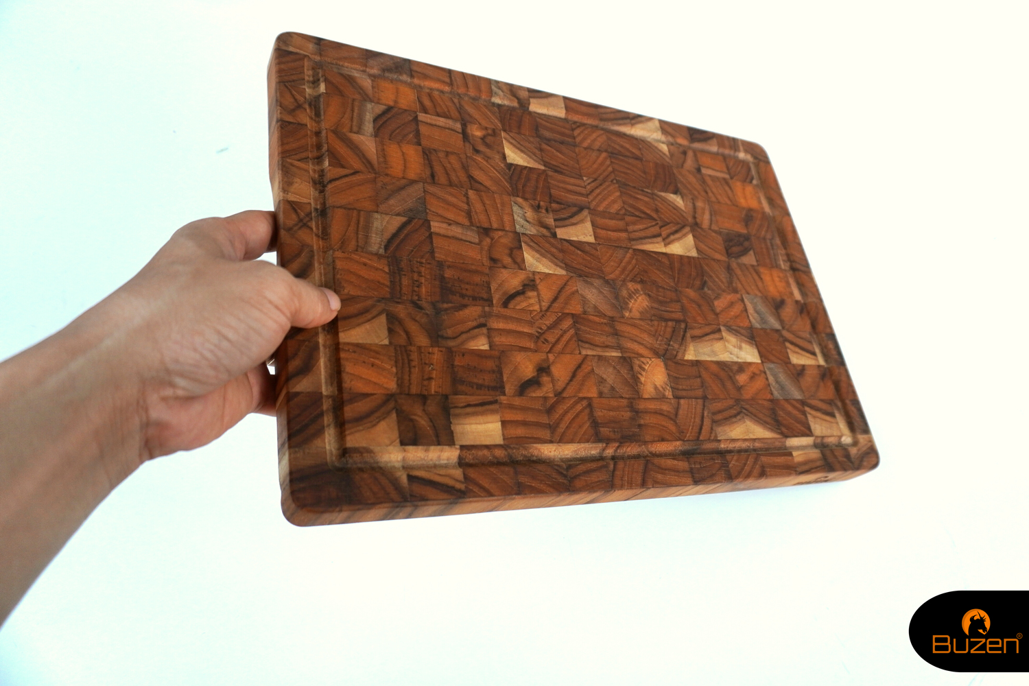 Thớt Gỗ Teak BUZEN Chữ Nhật Cao Cấp 25x35x2.5cm Gỗ Cao Cấp Không Ra Mùn Dăm, Bảo Vệ Lưỡi Dao, Có Kiểm Định An Toàn
