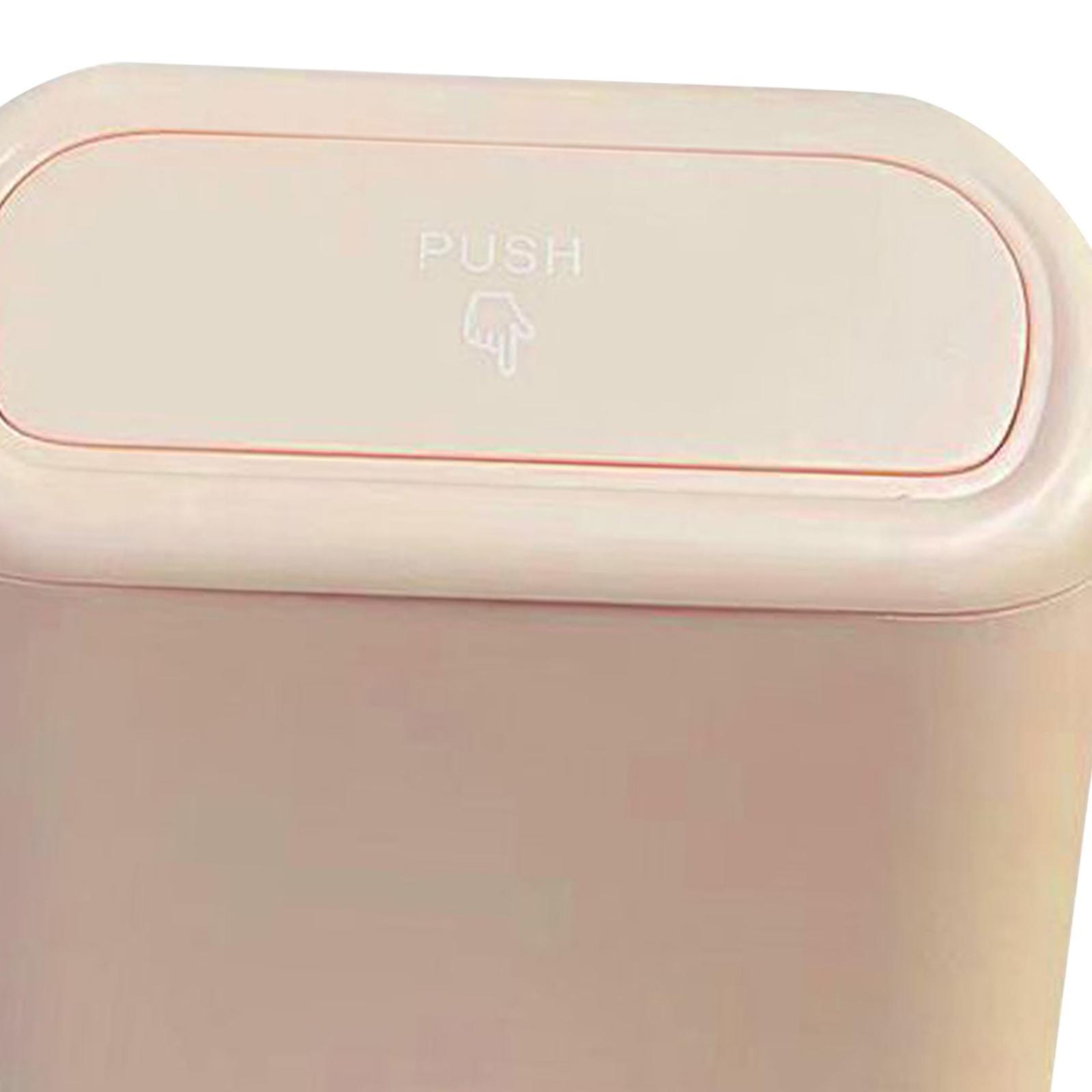 Portable Car Trash Can with Lid Hanging Small Trash Container Pressing Type Pink