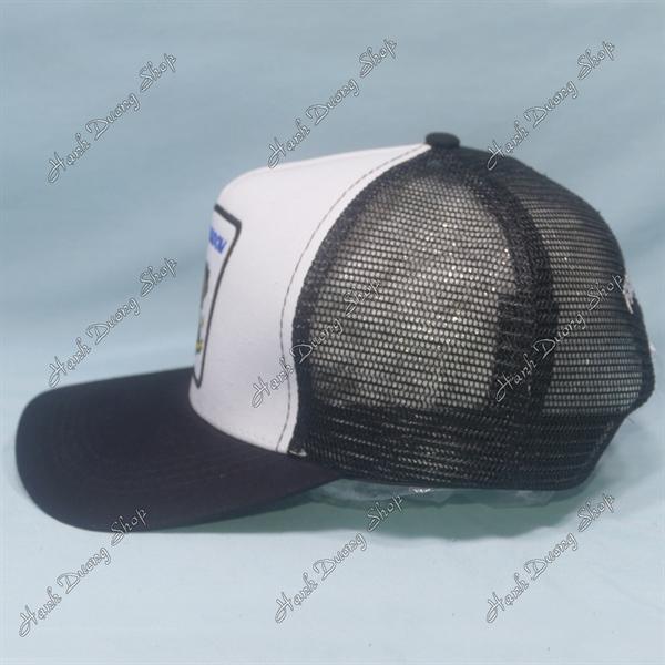Nón kết lưới thêu đại bàng thêu chữ Freedom phía sau khóa nhựa phía trong có may tem vòng đầu 55-58cm - Đen &amp; trắng