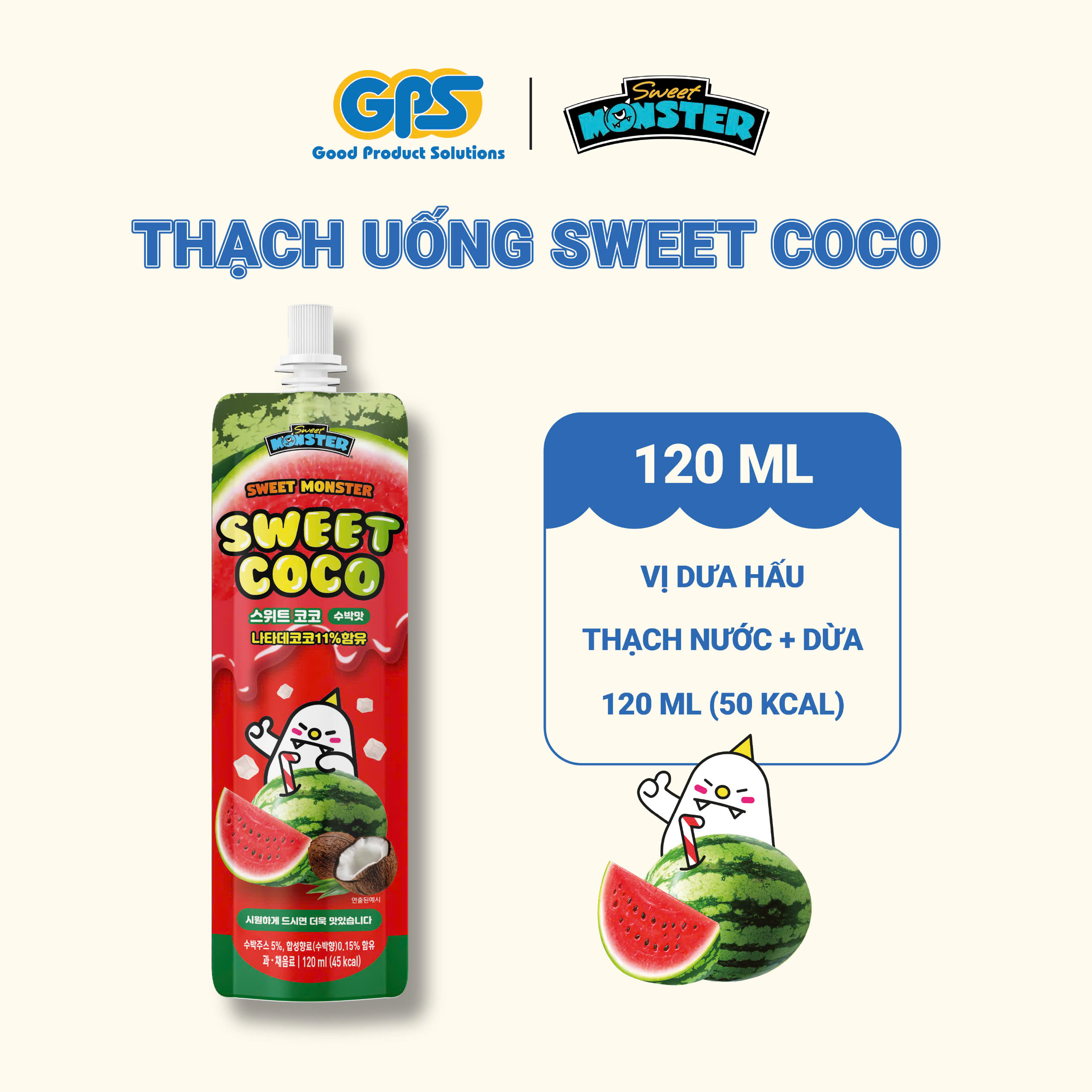 THẠCH UỐNG HƯƠNG DƯA HẤU CÓ THẠCH DỪA SWEET COCO WATER MELON 120ml
