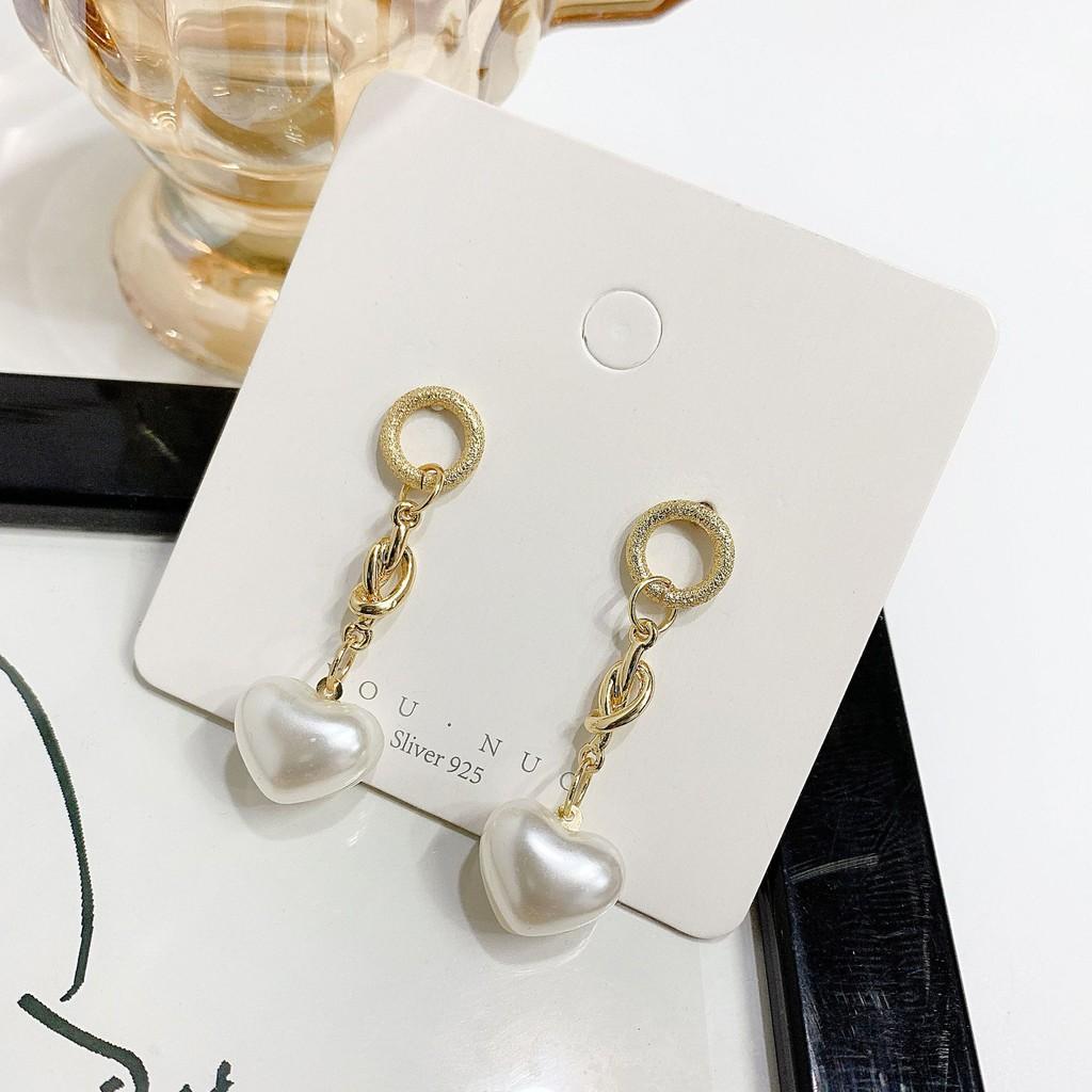 Hoa Tai Nữ Dáng Dài, Họa Tiết Trái Tim Trắng, BT04