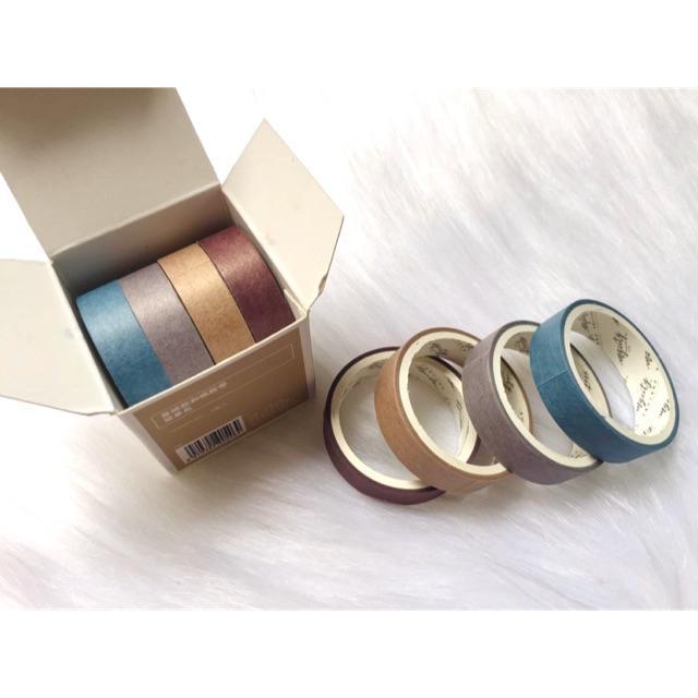 Hộp 4 cuộn Washi Tape - Băng Keo Giấy Dán Trang Trí Sổ