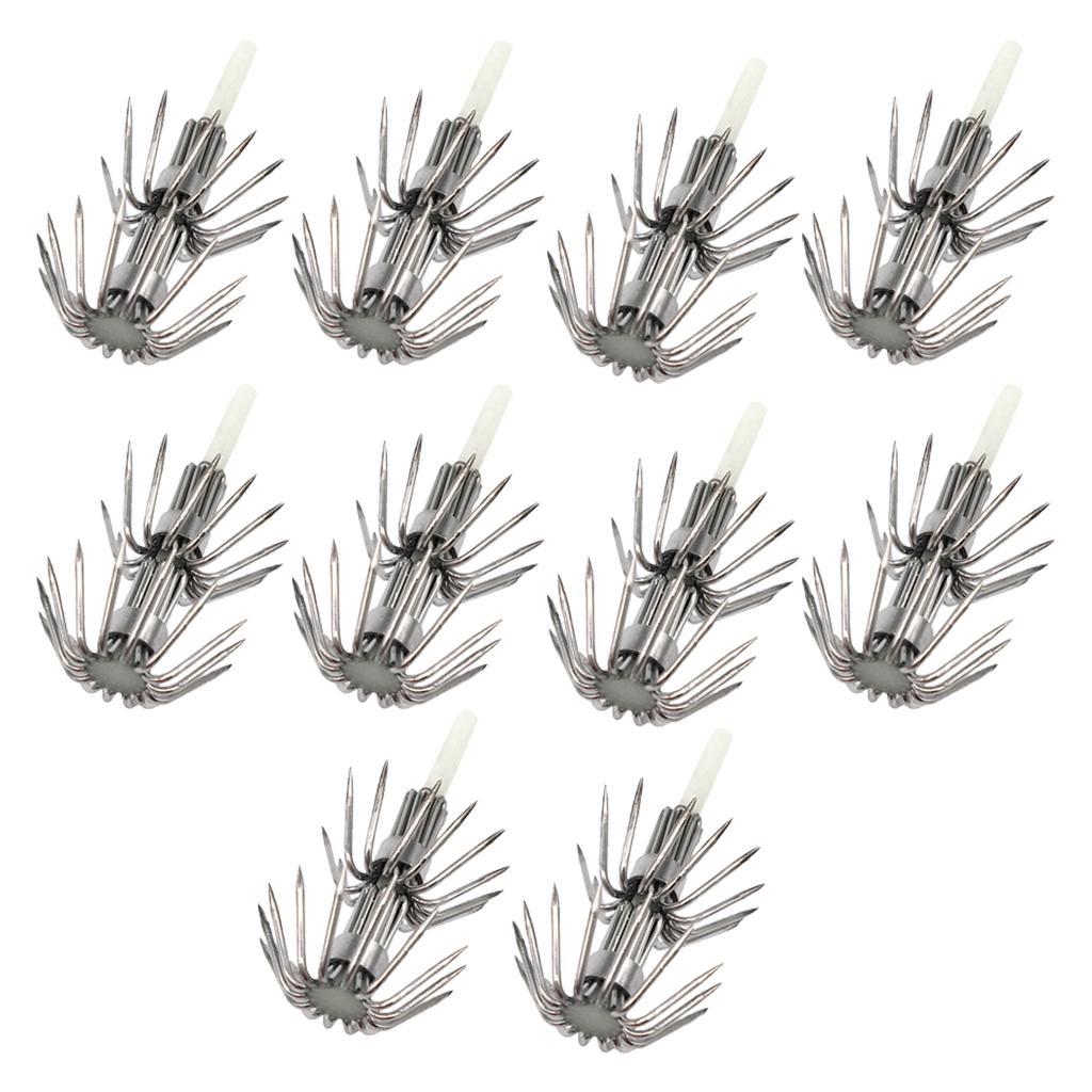 10pcs Stainless Steel Luminous Squid Hooks Fishing Egi Hooks 020