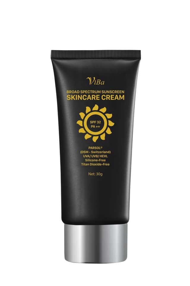 Kem chống nắng cho da mụn nhạy cảm giảm khô bớt dầu trắng da SPF 32, PA ++ Khoáng tươi Viba