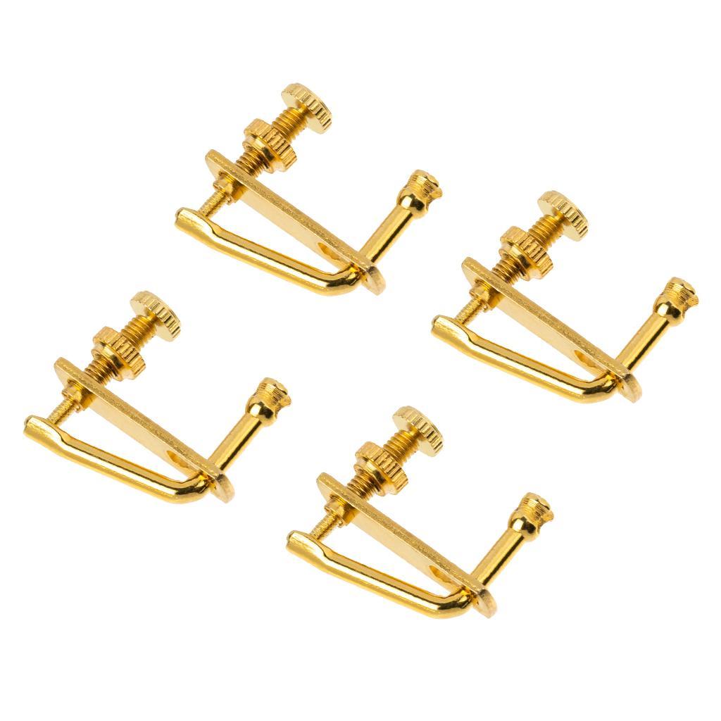 4 Pieces Golden Plated Violin String Fine Tuner Adjuster Part for 4/4 3/4 Violin