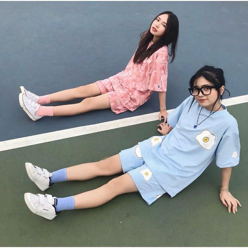 Set đồ bộ nữ trứng rán YF Ulzzang unisex form rộng dưới 70kg