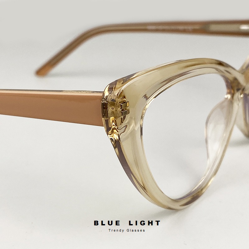 Gọng Kính Cận, Kính Giả Cận Mắt Mèo Cao Cấp  Đen, Cam Trong Suốt - BLUE LIGHT