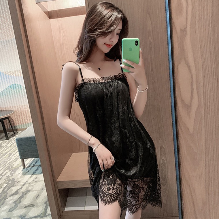 Đầm ngủ hai dây dáng suông Q47 - Váy ngủ dể thương dáng suông- Đồ ngủ mặc nhà sexy