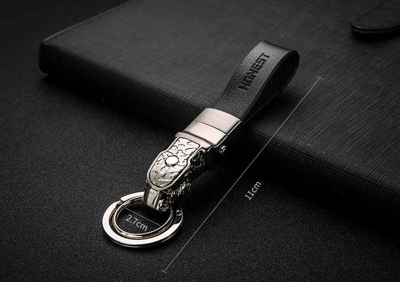 Móc khóa dây da đầu báo có đèn led Honset Mk175