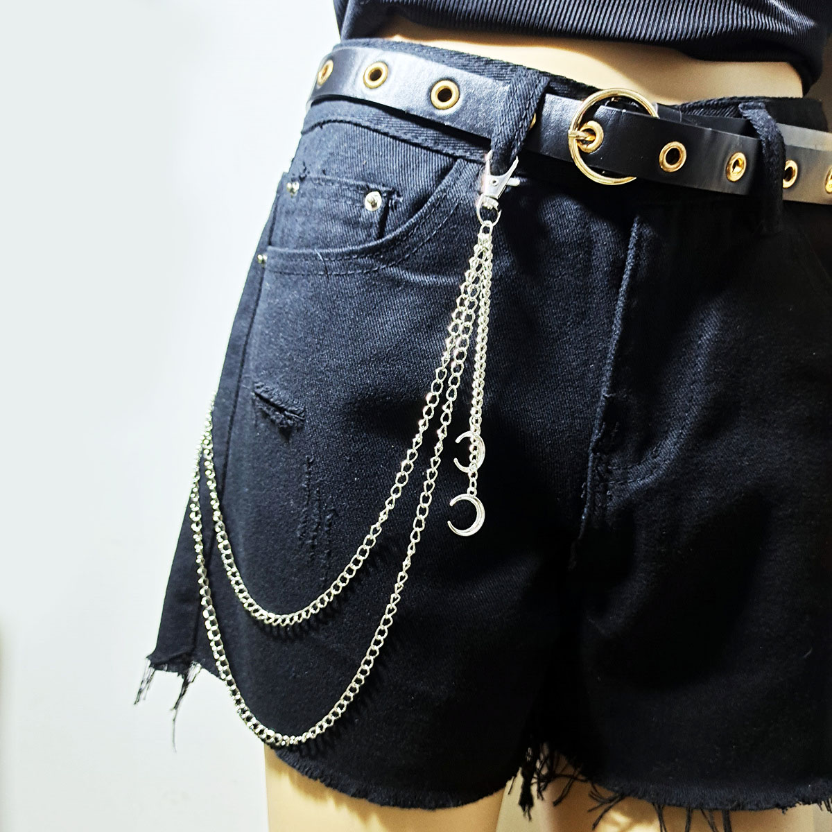 Dây xích đeo quần jeans nam nữ cá tính 2 tầng chain