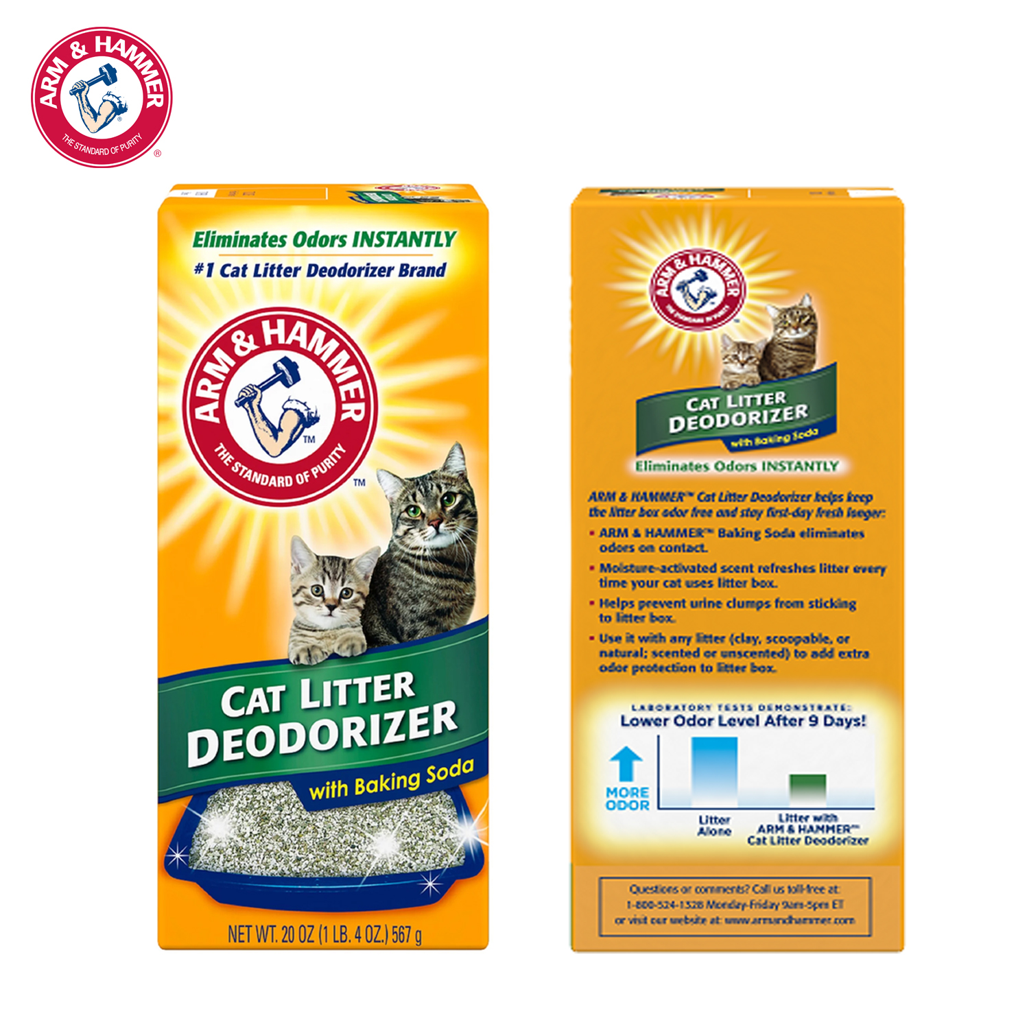 Bột Baking Soda Khử Mùi Hôi Trong Mọi Loại Cát Vệ Sinh Cho Mèo Chính Hãng Nhập Khẩu Từ Mỹ Arm &amp; Hammer Cat Litter Deodorizer (Hộp 567 gram), Trộn Trực Tiếp Vào Cát, An Toàn, Dễ Sử Dụng, Thơm Và Mèo Bạn Rất Thích