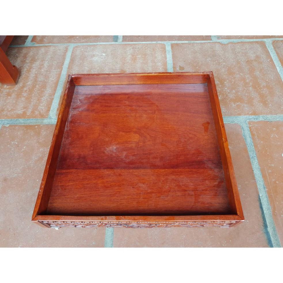 Khay trà trạm chữ thọ gỗ hương