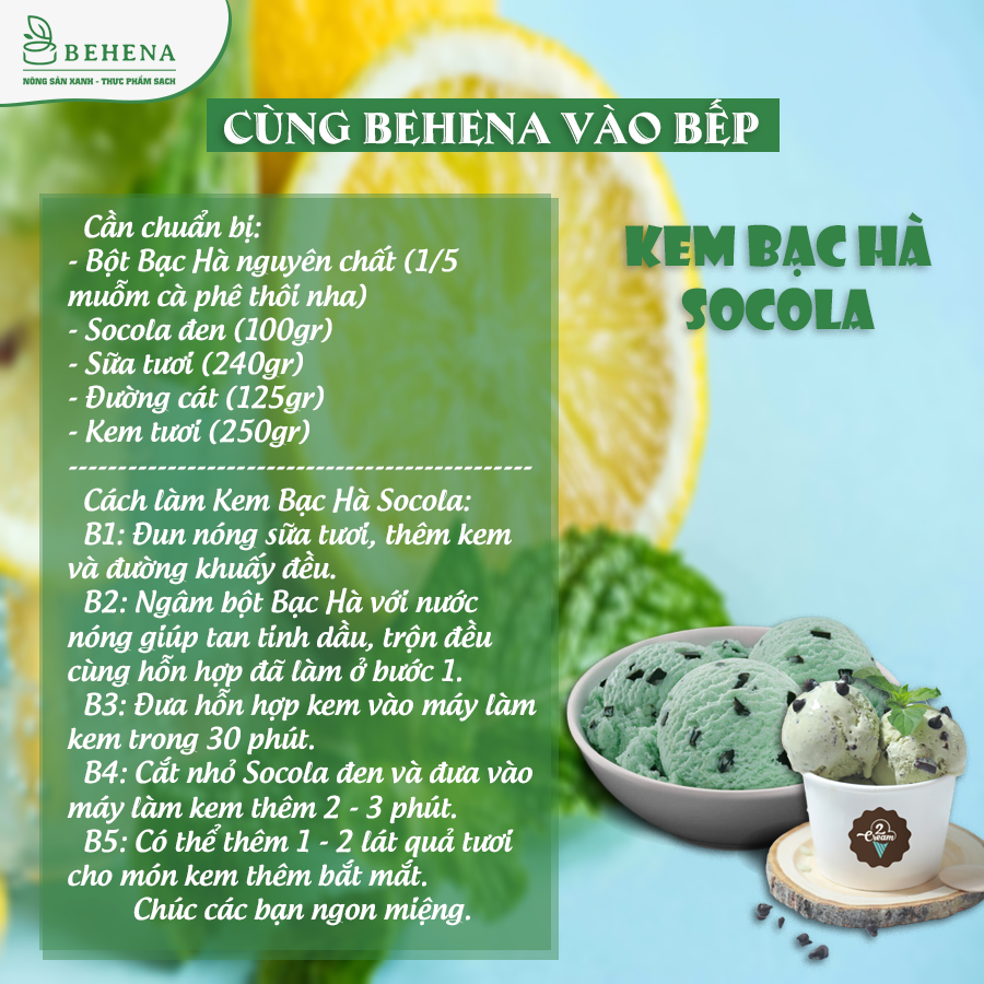 Bột Bạc Hà Behena nguyên chất sấy lạnh (50g) Thanh mát, tốt cho sức khỏe