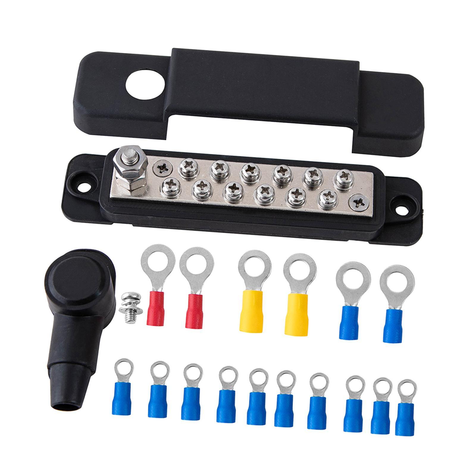 12 Terminal Power Distribution Block Bus Bar 48V Easy Installation 180 Amps Rating Marine Bus Bar for Yachts Automotive Solar Wiring RV