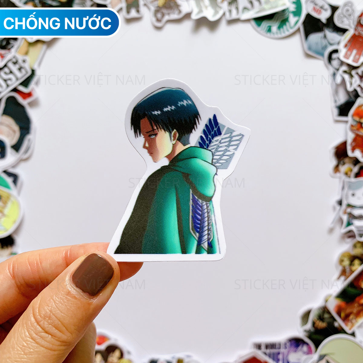 Sticker Attack on Titan - Chất Liệu PVC Chất Lượng Cao Chống Nước - Kích Thước 4-8cm