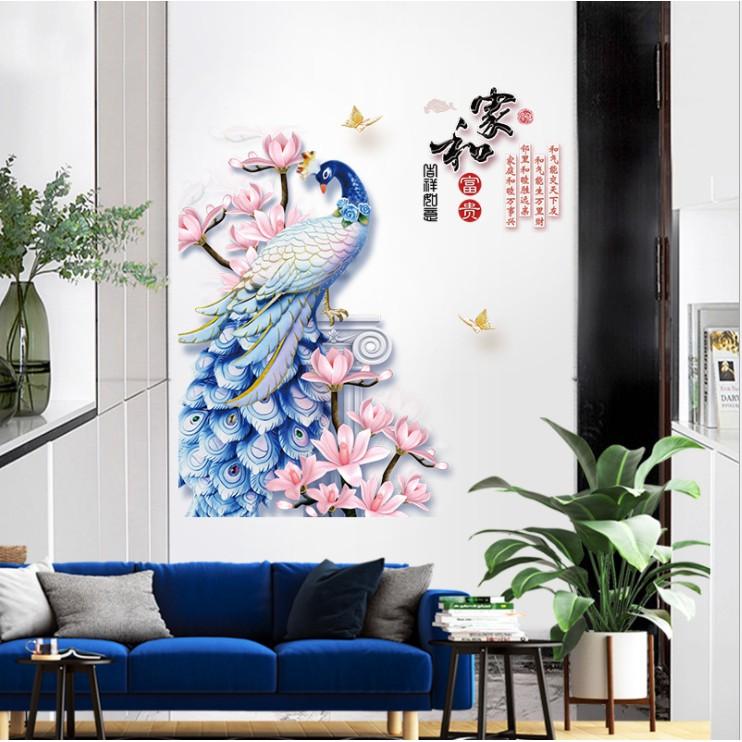 Decal trang trí tường - Công Xanh Nữ Hoàng