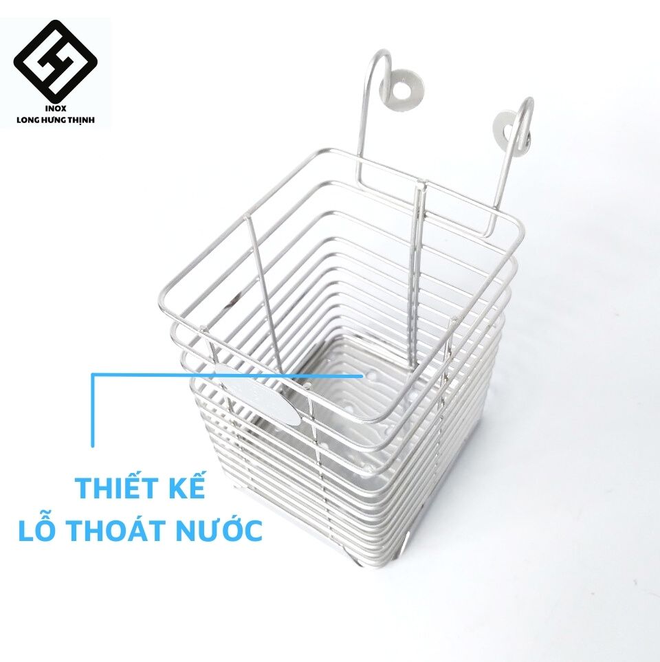 Ống đựng đũa, muỗng 1 ngăn 100% INOX cao cấp, 8x9x15 cm, dụng cụ nhà bếp tiện lợi.