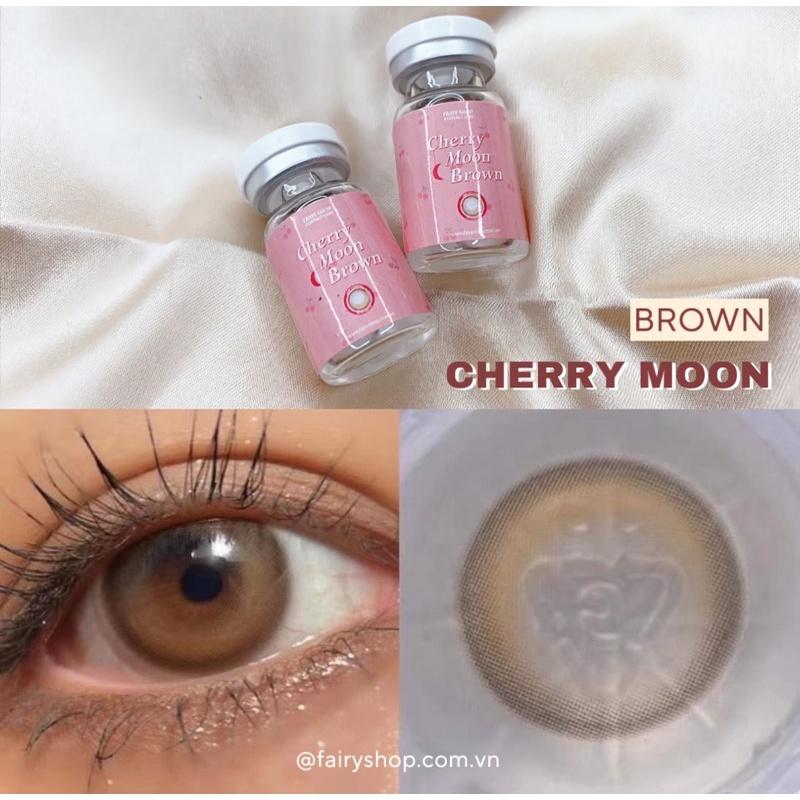 Kính Áp tròng Cherry Moon Brown 14.0mm - Lens Phủ Bóng Glowy FAIRY SHOP CONTACT LENS - Lens Trăng Khuyết