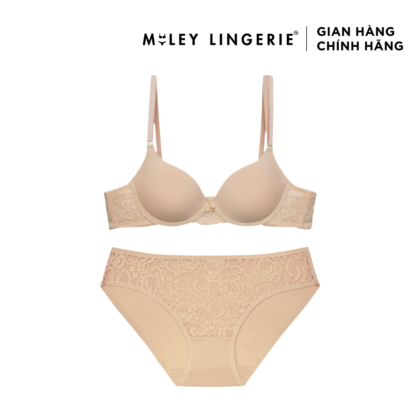 Bộ Áo Và Quần Lót Nữ Modal Phối Ren Fecthing Dream Màu Nude Miley Lingeire - BRL002-FCM04