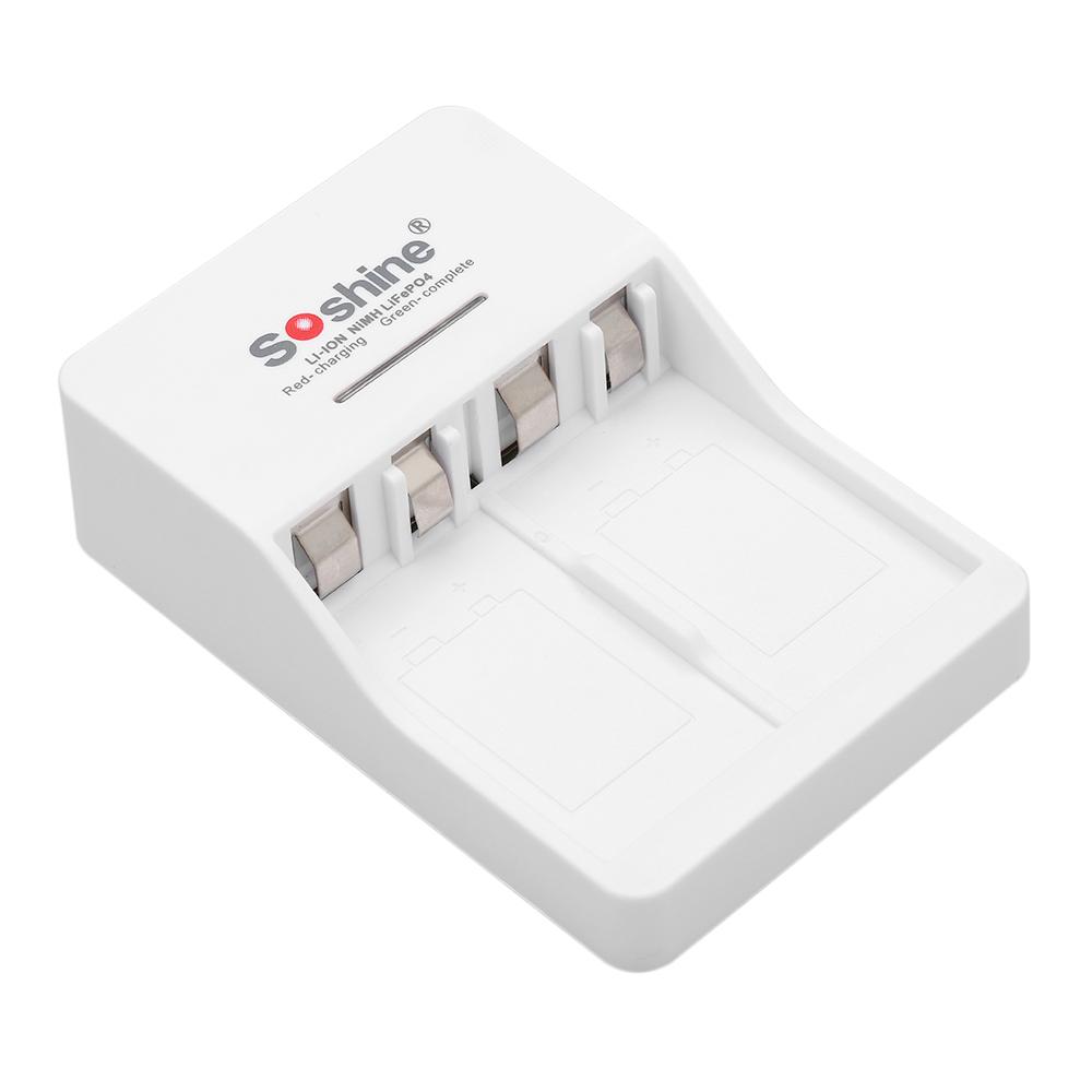 Bộ sạc pin đa năng Soshine V1 Đèn báo LED cho pin 9V Li-ion Ni-MH LiFePO4