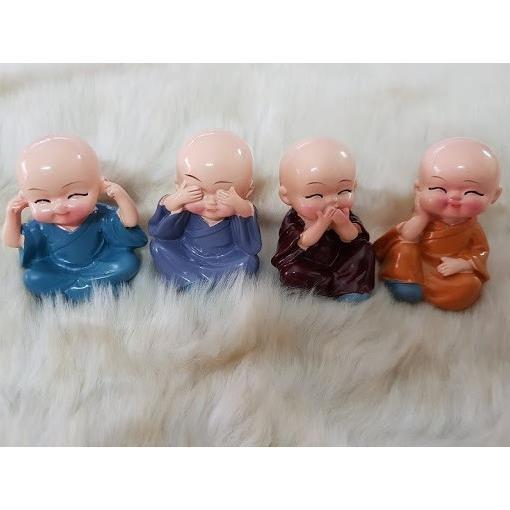 Combo 4 Chú Tiểu Tứ Không Trang Trí Ô Tô, Góc Làm Việc, Bàn Tivi Siêu Đẹp