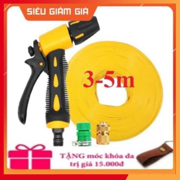 Bộ dây vòi xịt nước rửa xe,tưới cây .tăng áp 3 lần,loại 3m, 5m 206319 đầu đồng,cút đồng,nối nhựa+ tặng móc khoá