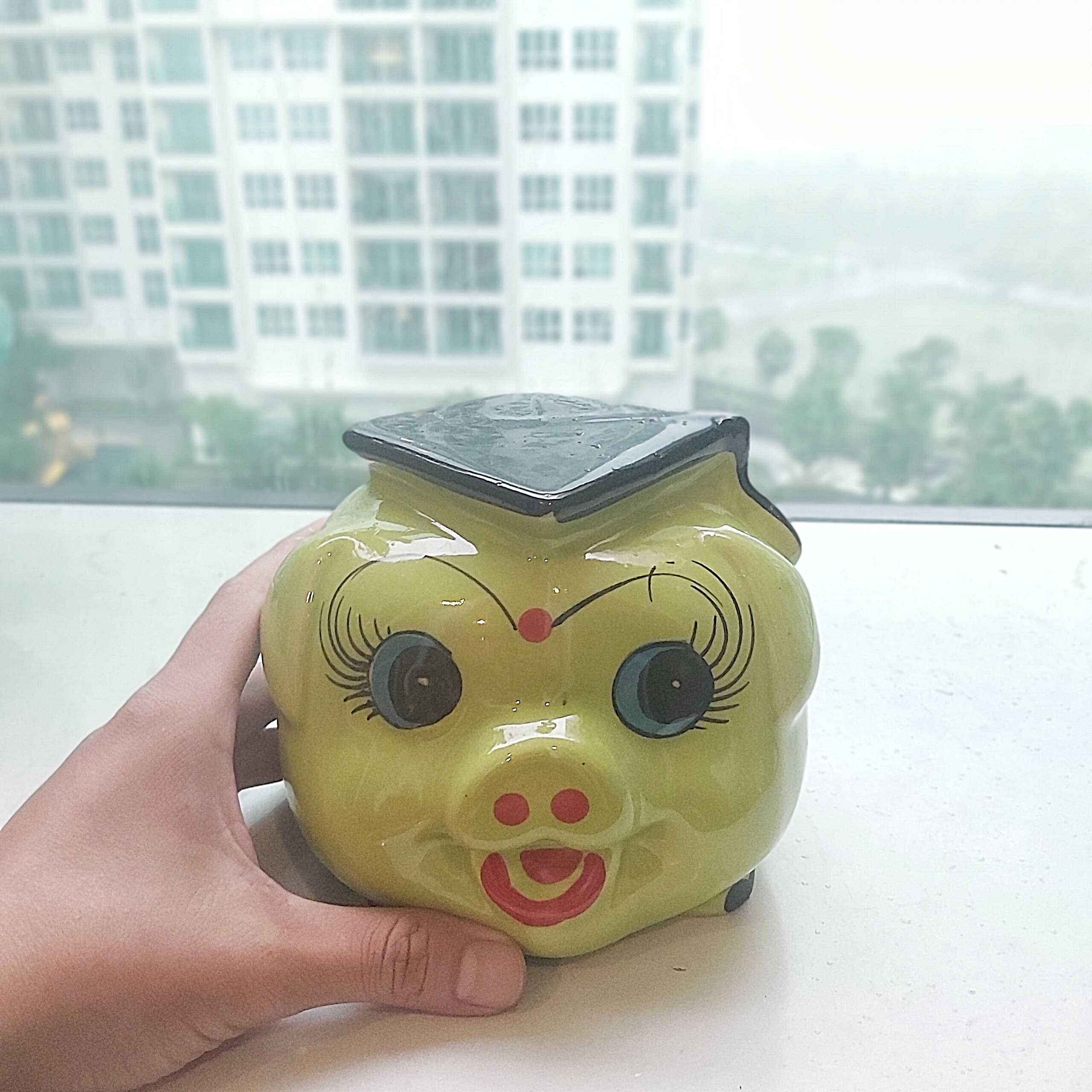 HEO ĐẤT Tiết Kiệm Bát Tràng cao cấp – Kiểu mới HEO TÚ TÀI– 4 màu lựa chọn – Ống heo Phong thủy Thu Hút Tài Lộc, May Mắn
