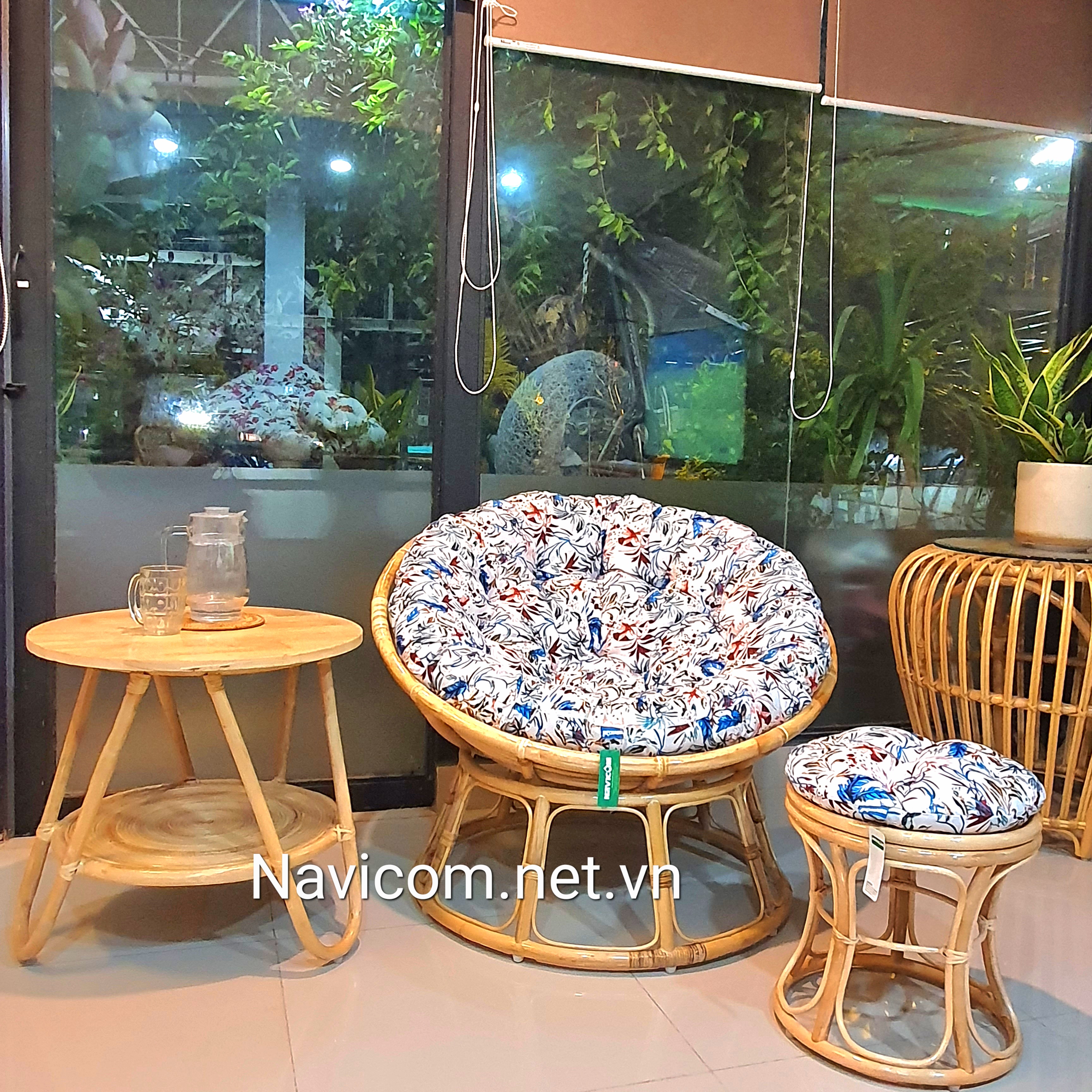 Ghế papasan nệm in họa tiết