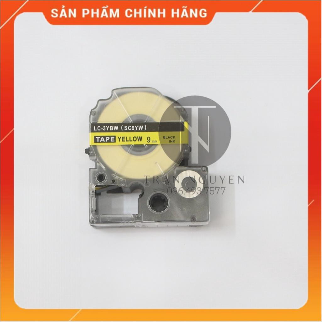 [Combo 3 hộp] Nhãn in Tepra SC9YW (LC-3YBW) - Chữ đen nền vàng 9mm x 8m - Hàng nhập khẩu