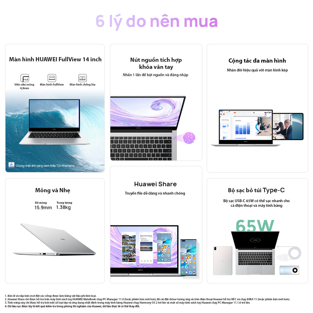 Máy Tính Xách Tay HUAWEI MateBook D 14 i5 (8+512G) | Màn Hình HUAWEI FullView | Nút Nguồn Tích Hợp Khóa Vân Tay | Hợp Tác Đa Màn Hình | Góc Mở 180° | Hàng Chính Hãng