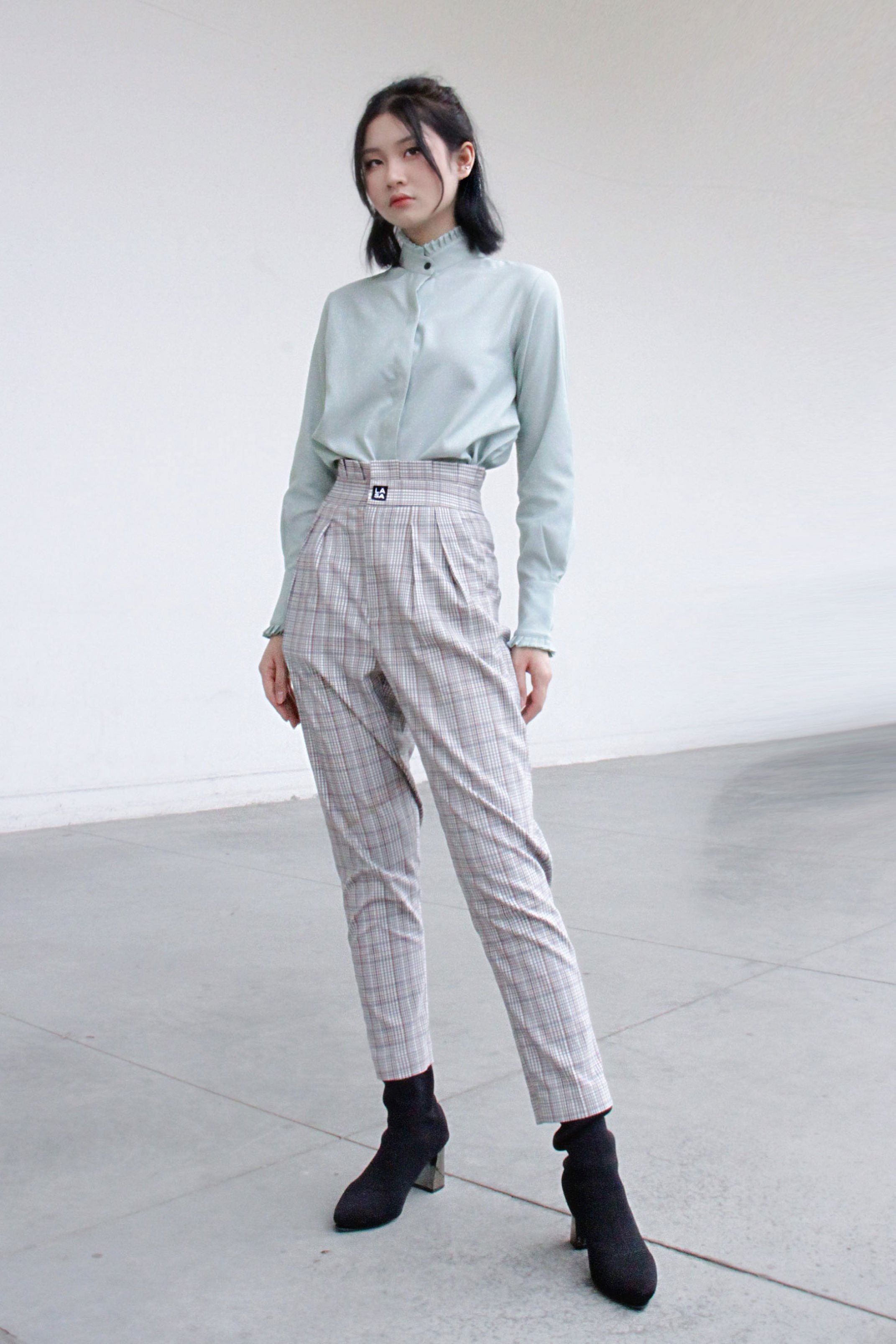Quần baggy lưng bèo caro