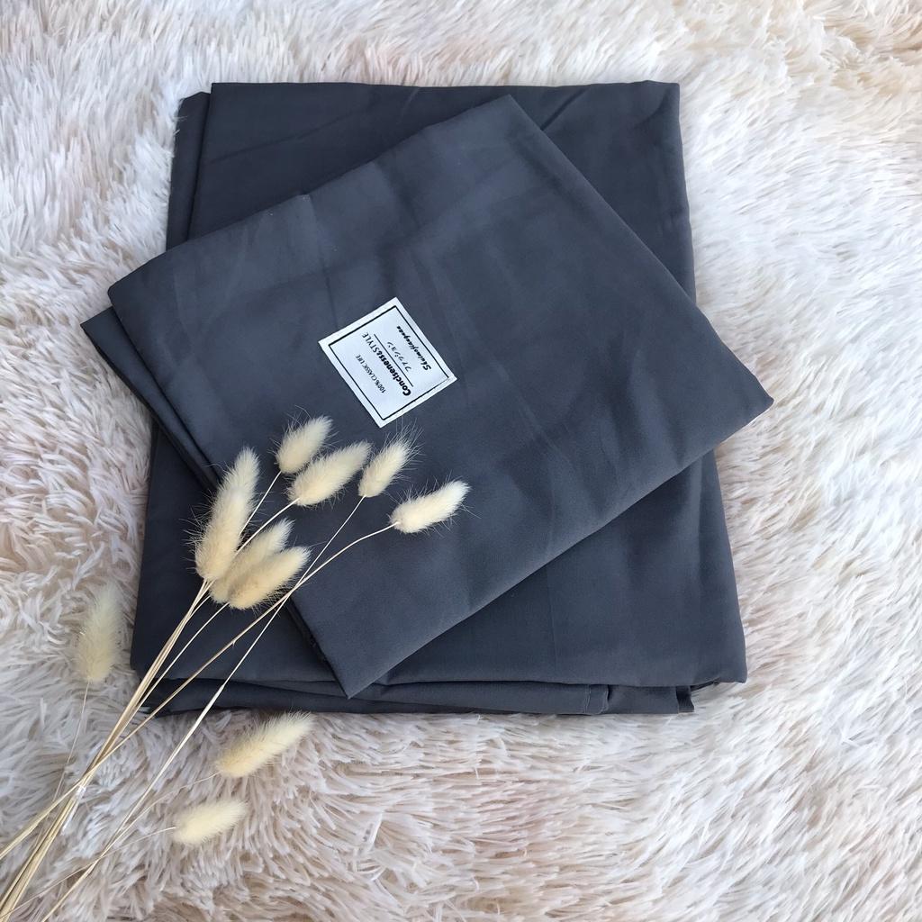 Ga giường Cotton Tici Xám đậm cao cấp - Bo chun drap đủ kích thước