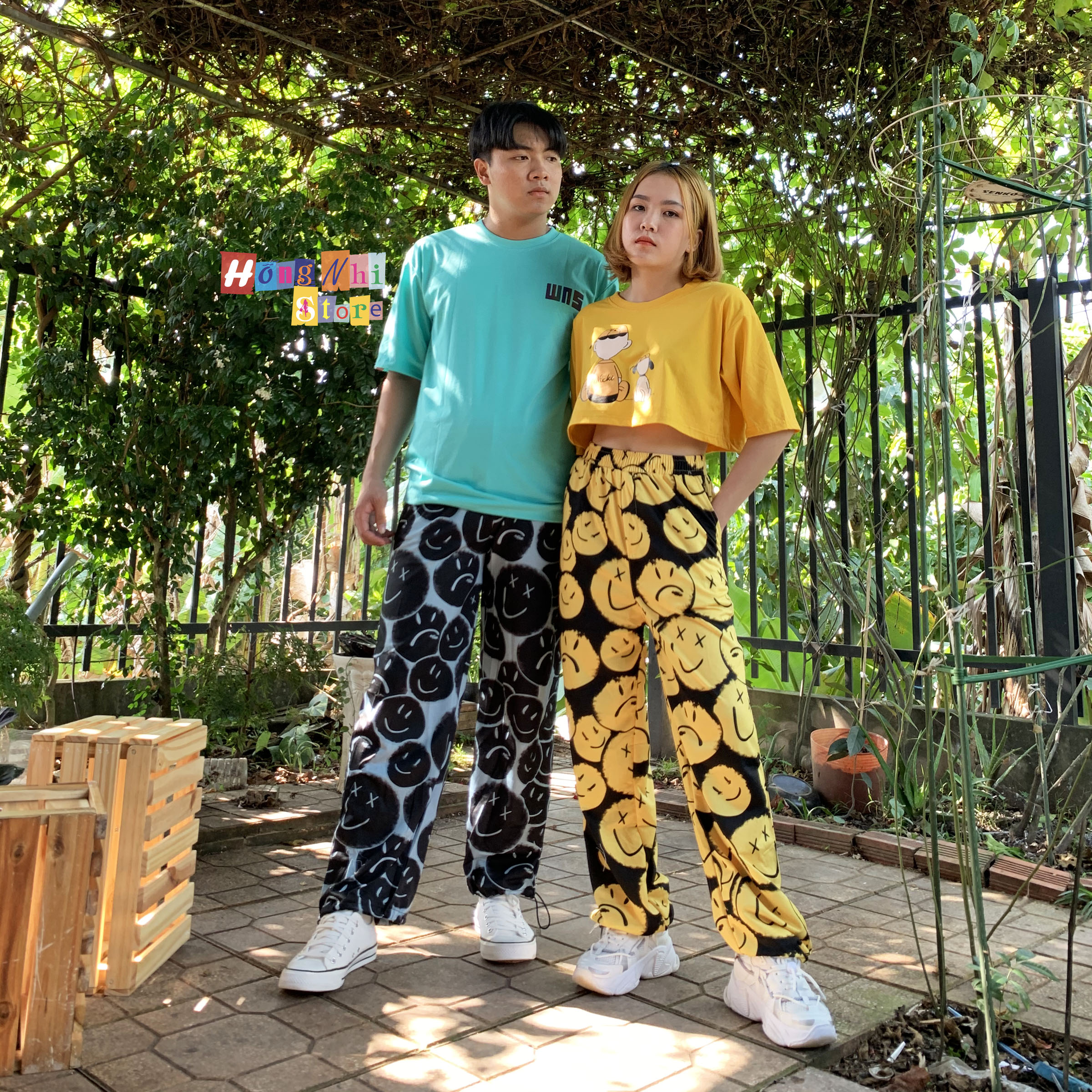 Quần Jogger 3D Mặt Cười Ulzzang Unisex Jogger Loang Màu Dây Rút Lai Ống Rộng V2 - MM