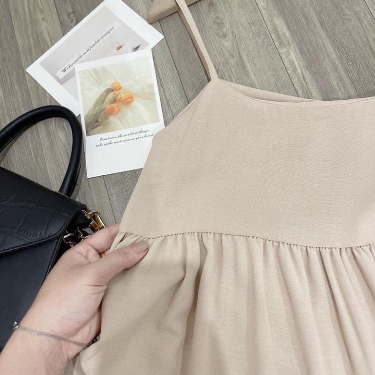Váy 2 dây babydoll dáng xuông vải đũi lụa đẹp đi biển mặc nhà đẹp coco land sang chảnh trendy hot girl