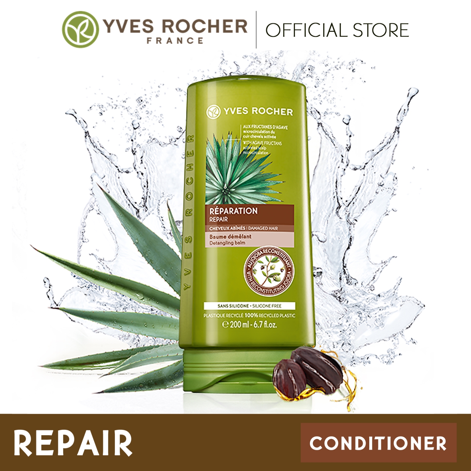 Dầu Xả Phục Hồi Tóc Hư Tổn Yves Rocher Repair Detangling Balm Conditioner 200Ml