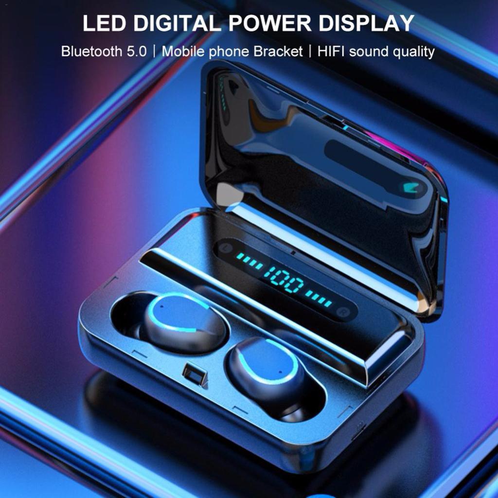 2X Mini Wireless Bluetooth 5.0 Earphones Stereo Sports Earbuds Headsets Black