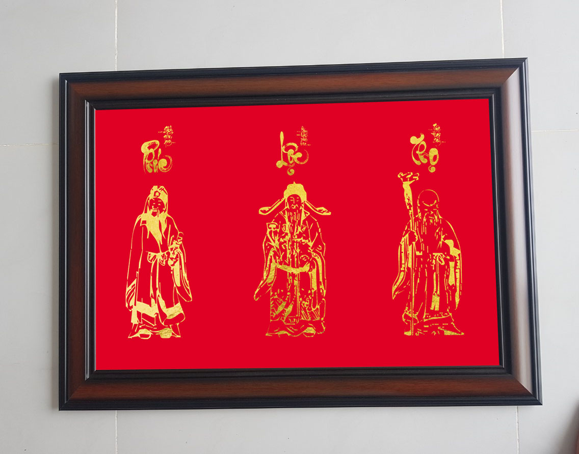 Tranh vàng Phúc Lộc Thọ
