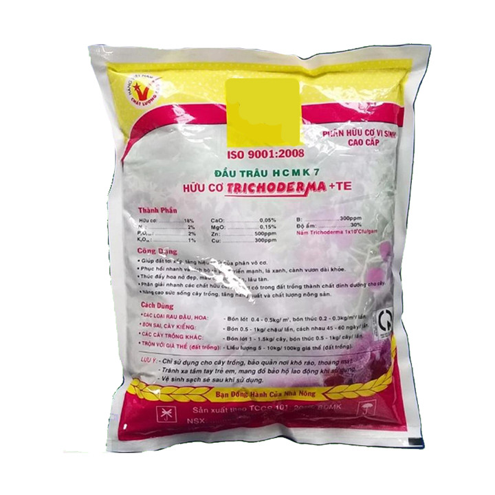 PHÂN ĐẦU TRÂU HCMK7 HỮU CƠ TRICHODERMA + TE - 1 KG - PHÂN HỮU CƠ SINH HỌC - TĂNG CƯỜNG THÊM NẤM ĐỐI KHÁNG - KÍCH THÍCH RỄ CÂY PHÁT TRIỂN