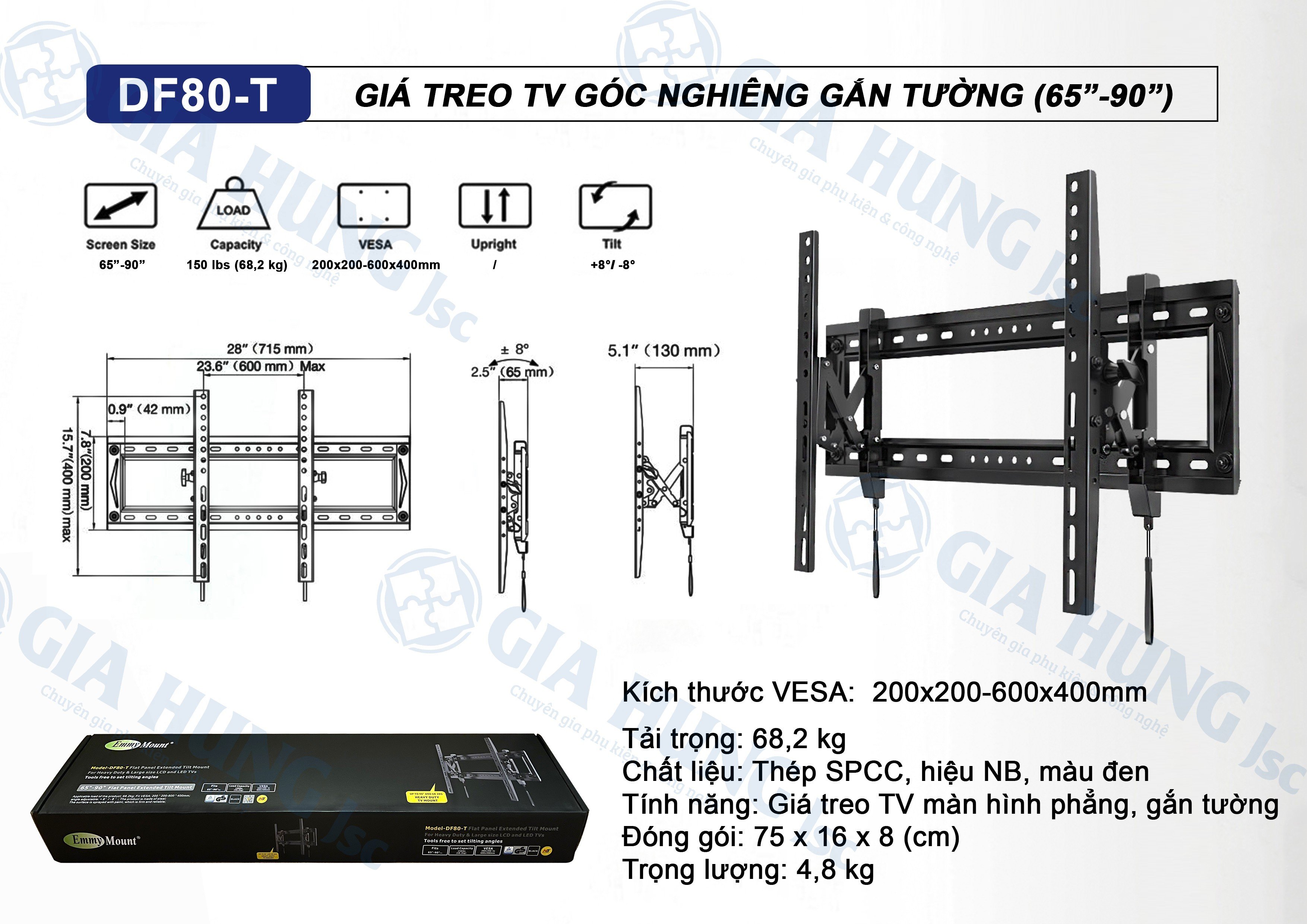 Giá Treo Nghiêng DF80-T - Hàng nhập khẩu