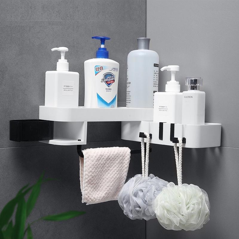 Giá đỡ để đồ nhà tắm dán tường cao cấp xoay góc giá treo tường bằng nhựa
