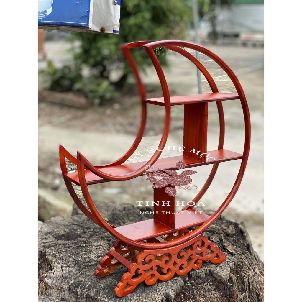 Kệ mini để đồ trang trí, kệ đa năng hình mặt trăng gỗ hương