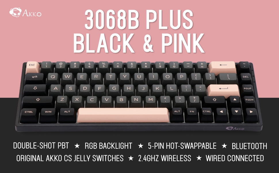 [Mới, hàng chính hãng] Bàn phím AKKO 3068B Black & Pink