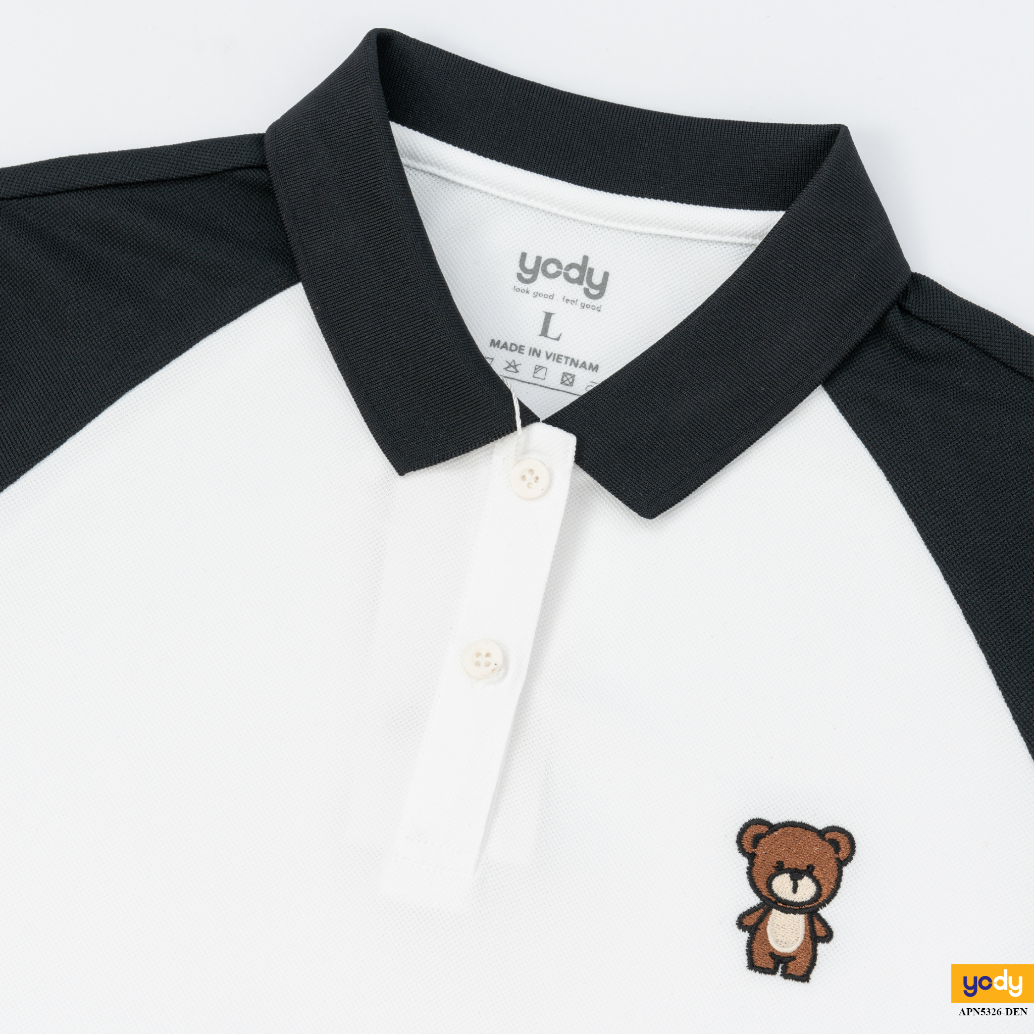 Áo Polo Nữ YODY vải cotton cafe in hình gấu APN5326