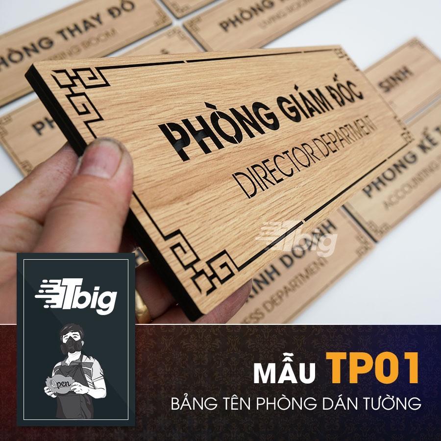 Bảng tên phòng gỗ cắt laser dán tường - gia công nội dung bảng theo yêu cầu