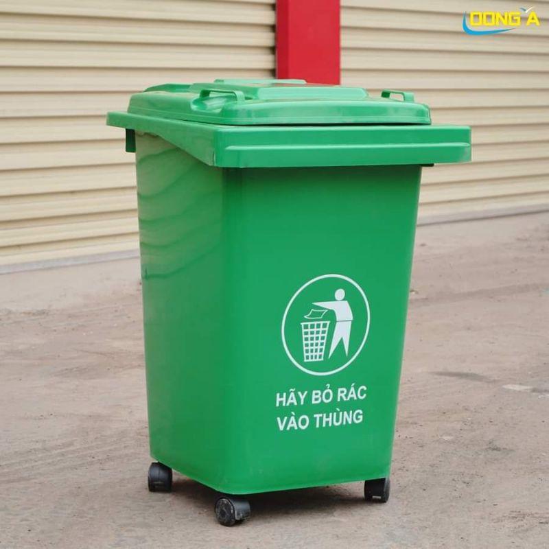 (hàng nhập khẩu) Thùng rác nhựa công cộng 60L - 4 bánh xe