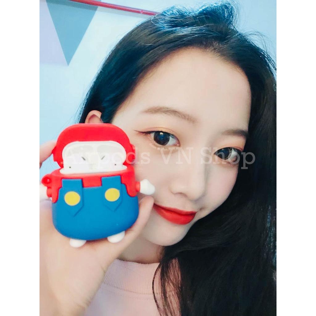 Bao Case Ốp dành cho Airpods 1/2 & Airpods Pro Mario đội nón kute silicon cao cấp