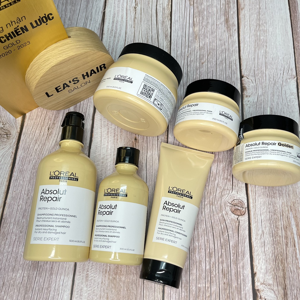 Dầu hấp ủ phục hồi tóc hư tổn L'ORÉAL Serie Expert Gold Quinoa + Protein Absolut Repair